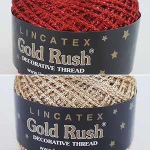 Gold Rush Goldfingering Metallic Yarn Lincatex 20g 4 ply Crochet Knitting image 3