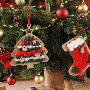 Christmas Weaving Kit Craft DIY | Holiday Stocking & Tree Ornament Kit | Beginner Weaving Loom Set | Xmas Crafts for Adults and Kids