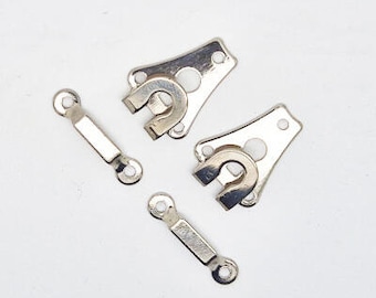 Two Large Hook and Bar Fastener Clasp Black or Silver Metal x 2 Trouser Hooks