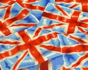 British Union Jack Cotton Fabric London UK VE Day Flag Material Fat Quarters