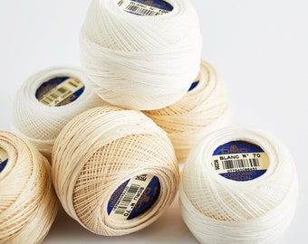 DMC Cordonnet Lace Crochet Cotton Yarn Thread | Blanc White Ecru Cream | Size 20, 30, 40, 50, 60, 70, 80, 100