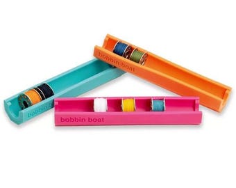 Prym Bobbin Boat - 10 Spool Holder in Yellow Orange Turquoise Sewing Storage