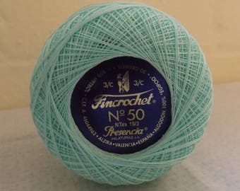 Presencia Finca Fincrochet Cotton 50 weight, in pink, turquoise, beige, yellow, purple. For tatting, lace-making, crochet, and hand quilting