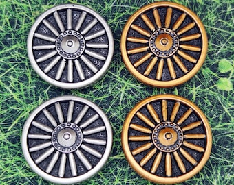 Wagon Wheel Button Large Sturdy Shank Buttons 4PC