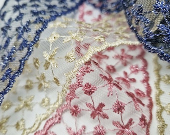 Wide Lace Embroidered Tulle Net Trim 45mm Silver Glitter Flat Edging Ribbon Mesh 1 Metre