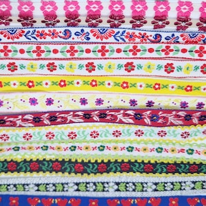 刺繍リボン編み クラフト縫製用 レトロ ボヘミアン エスニック フォーク ファブリック トリム 3メートル