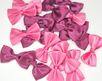 Mini Bows Satin 3cm Pre Tied Ribbon Small Mixed Crafts Wedding Cards Sewing