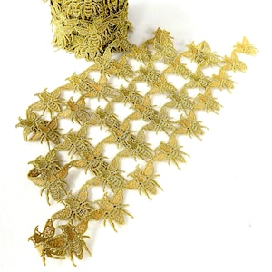 Honey Bee Gold Sew-On Trimming - 35mm - By The Metre