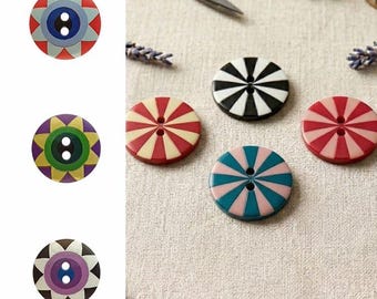 Genuine Kaffe Fassett 2-Hole Buttons - Pack of 6 Designer Buttons Sewing Crafts