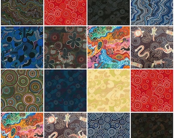 Cotton Fabric Fat Quarters | Aboriginal Animal Dot Spot Dreamtime Art | Patchwork Quilting Sewing Material from Nutex