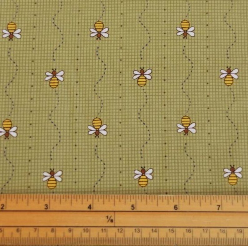 100 cotton fabric Bee Beehive Flowers Quote Yellow Blue Etsy