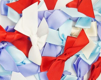 Mini Bows Satin 6cm Pre Tied Ribbon Small Mixed Crafts Wedding Cards Sewing