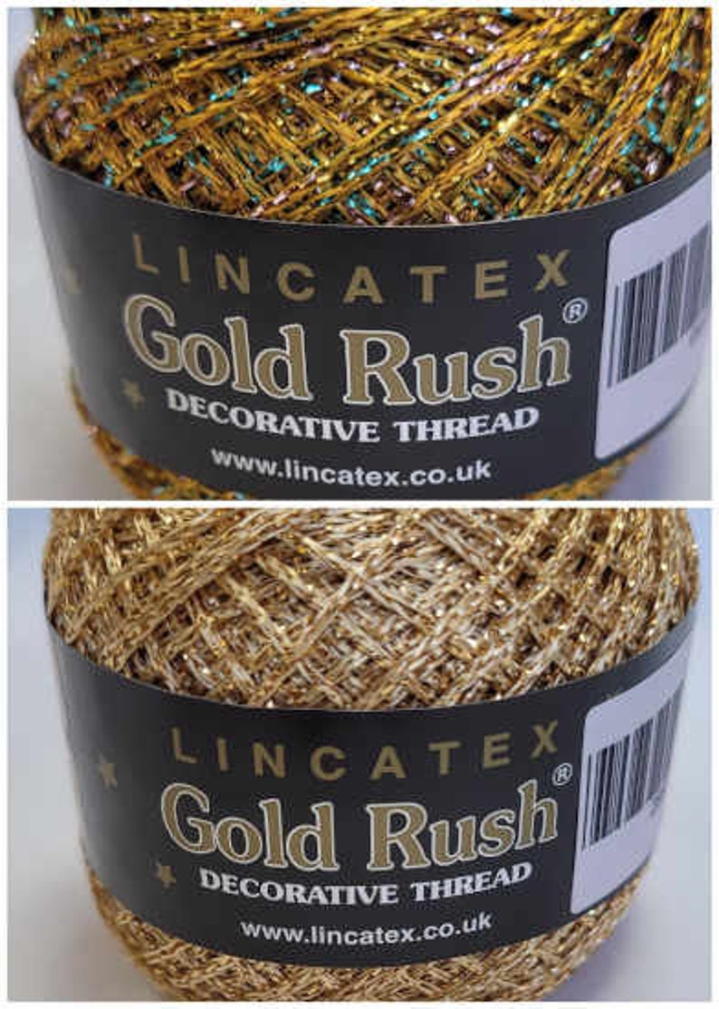 Gold Rush Goldfingering Metallic Yarn Lincatex 20g 4 ply Crochet Knitting image 8