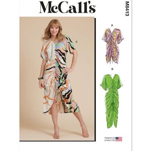 McCalls Kaftan SEWING PATTERN M8413 Easy Beginner Misses Caftan Two Lengths Size K5 Y5 8-26