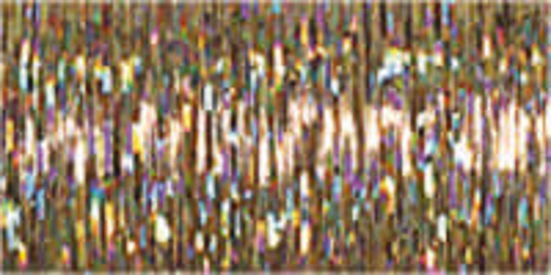 May include: A close-up of iridescent, metallic, and holographic ribbon with a variety of colours, including gold, silver, blue, green, and purple.