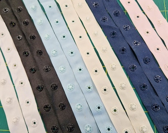 Press Studs Snap Tape Buttons Poppers for Duvet Sewing Craft Colour BY THE METRE