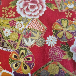 100% Cotton Fabric Fat Quarters | Japanese Crane Bird Koi Fish Metallic | Sewing Material Nishi