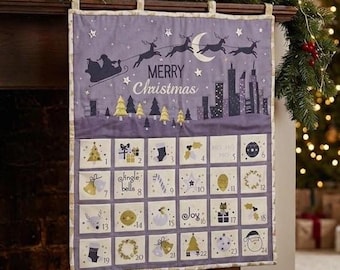 Fabric Advent Calendar with Pockets | Hanging Fabric Christmas Countdown