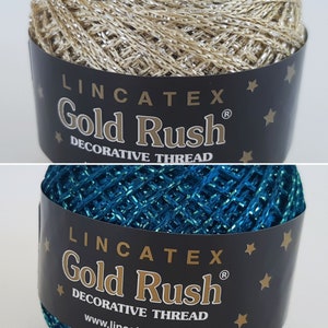 Gold Rush Goldfingering Metallic Yarn Lincatex 20g 4 ply Crochet Knitting Blue