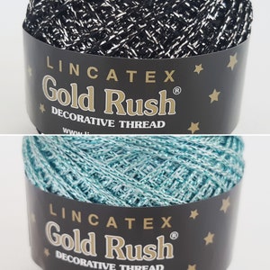 Gold Rush Goldfingering Metallic Yarn Lincatex 20g 4 ply Crochet Knitting image 2