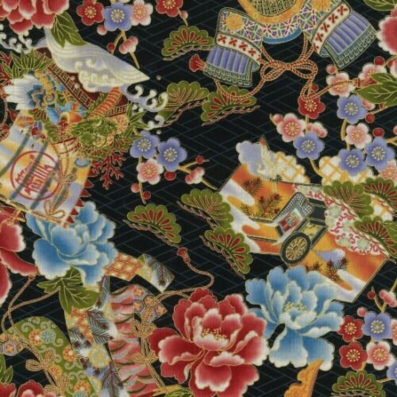 100 Cotton Fabric Fat Quarters Japanese Dragon Tiger Etsy UK