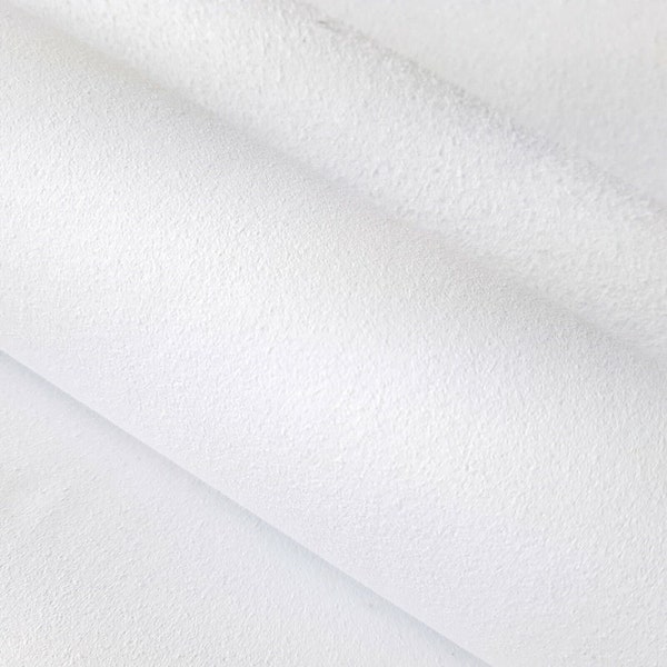 Tissu microfibre imitation daim végétalien blanc à microbase - antidérapant et résistant aux éraflures 1 mètre