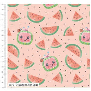 Pode incluir: Um fundo rosa com um padr&atilde;o repetido de fatias de melancia e televisores de desenho animado com rostos sorridentes. As televis&otilde;es s&atilde;o verdes e t&ecirc;m um padr&atilde;o de melancia. O texto "2970 - 04 Watermelon Logo" est&aacute; na parte inferior da imagem.