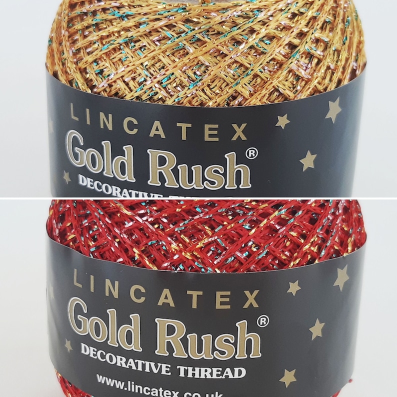 Gold Rush Goldfingering Metallic Yarn Lincatex 20g 4 ply Crochet Knitting image 5