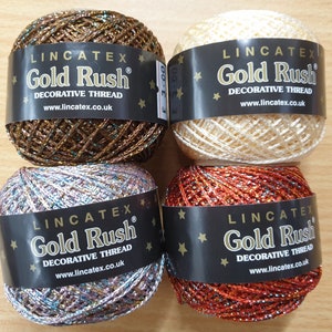 Gold Rush Goldfingering Metallic Yarn Lincatex 20g 4 ply Crochet Knitting image 9