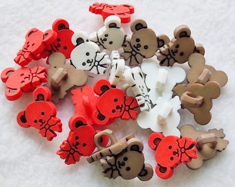 Teddy Bear Head Shank Buttons 15mm Pack of 5