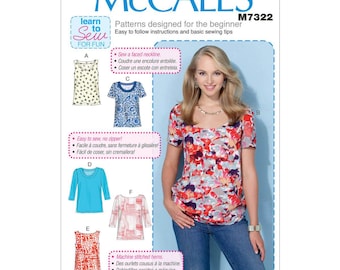 McCall's M7322 Sewing Pattern | Misses Fitted & Flared Tops | UNCUT Summer Blouse Pattern | Out of Print Sewing Pattern