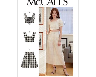 McCalls M7962 Sewing Pattern Misses Tops Shorts and Trousers | Easy Summer Pajamas Loungewear Set Pattern | Uncut Size 4 - 12