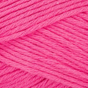 May include: Close-up of a bright pink yarn skein. The yarn is soft and fluffy, perfect for knitting or crocheting.