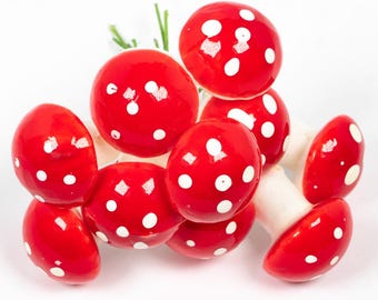 Wired Toadstools Red Christmas Crafts Fantasy Fairy Craft Mini Toadstools 10PCS