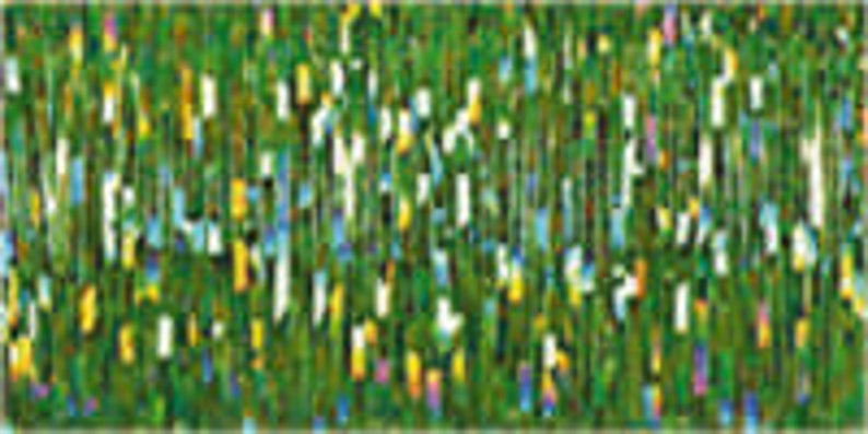 May include: Abstract painting with vertical lines in shades of green, blue, yellow, and white.