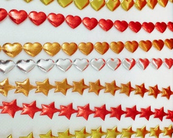 10mm Star & Heart Ribbon Trims Shiny Ribbon Decoration Motif Per Metre