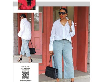 Know Me ME2052 Sewing Pattern Misses Shirt Wide Leg Trousers Pants Size 6-24 NEW UNCUT