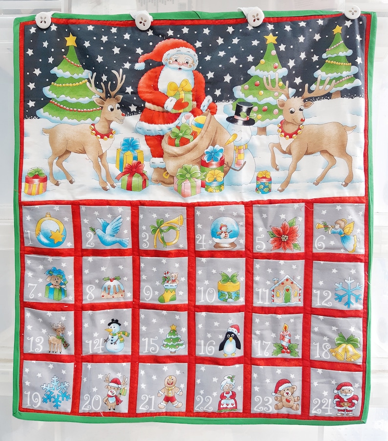 Santa Easy Fold Up Advent Calendar Panel Make Your Own Christmas Calendar image 1