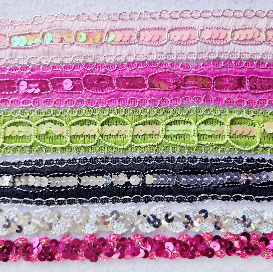 Barig Ribbons Sequin Braid Trim Ribbons Lace Trim 15mm 28mm for Dress Costume Sewing ...