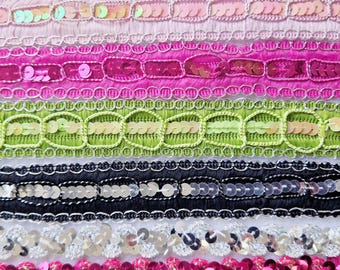 Sequin Braid Trim Ribbons Lace Trim 15mm 28mm for Dress Costume Sewing 2 METRES