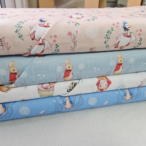 Beatrix Potter Cotton Fabric Fat Quarters | Peter Rabbit Characters | Patchwork Quilting Material