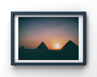 Ancient Egypt, Egyptian Decor, UNFRAMED, Pyramids of Giza, Silhouette Art Print, Egypt, Cairo Art, Soul Art, Fine Art Print - Sunset Wonder