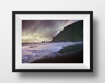 Ocean Photography, Coastal Art, UNFRAMED, Nordic Decor, Beach Art Print, Ocean Waves Print, Pink Wall Art, Iceland Art - The Tide