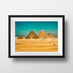 Ancient Egypt, Pyramids of Giza, Egyptian Pyramid, UNFRAMED, Egypt Wall Art, Egyptian Art Print, Cairo - The Remaining Wonder