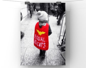 Women's March, Washington DC, Red, Equal Rights, Empowerment, Women's rights, Large Wall Art Print, BW,  Fine Art Photography - Superhero