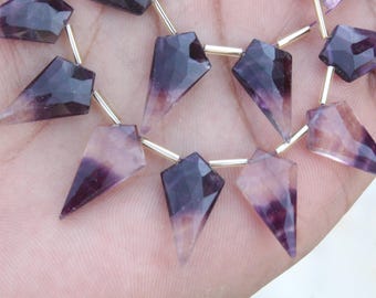 Fluorite Gemstone Faceted Briolette Beads | 16-Pieces Tie-Shaped | Size: 21--22 MM | Make Jewellery (C11)