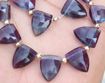 Natural Fluorite Gemstone Faceted Briolette Beads | 17 Piece Half Marquise I Size - 12x15 MM | Fluorite Gemstone Sale | Fancy Beads [0129]