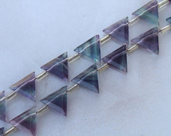 Fluorite Gemstone Faceted Briolette Beads | 10 Piece Triangle Shape I  Size- 10x11 MM | Jewelry Setting (C41)