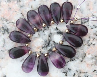 Fluorite Gemstone Smooth Briolette's Pear Shape beads | 13 Piece Pairs I Size - 9x17 MM I fluorite sale I Fancy Teardrop beads [011]