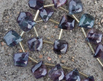 Natural Fluorite Gemstone Faceted Briolette Leaf-Shaped Beads | 10 Piece Pairs | Size—15x18 MM | Fluorite Teardrop [B048]